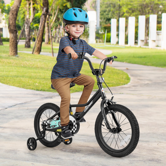 16 Inch Kids Bike, Adjustable For 4-7 Years, Low-Step Frame, Black Kids Bike Black at Gallery Canada