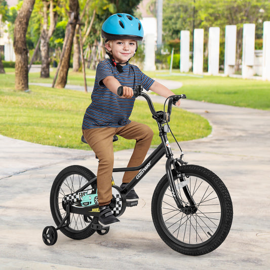 18 Inch Kids Bike Adjustable for 4-8 Years Old with Low-Step Frame, Black Kids Bike Black at Gallery Canada