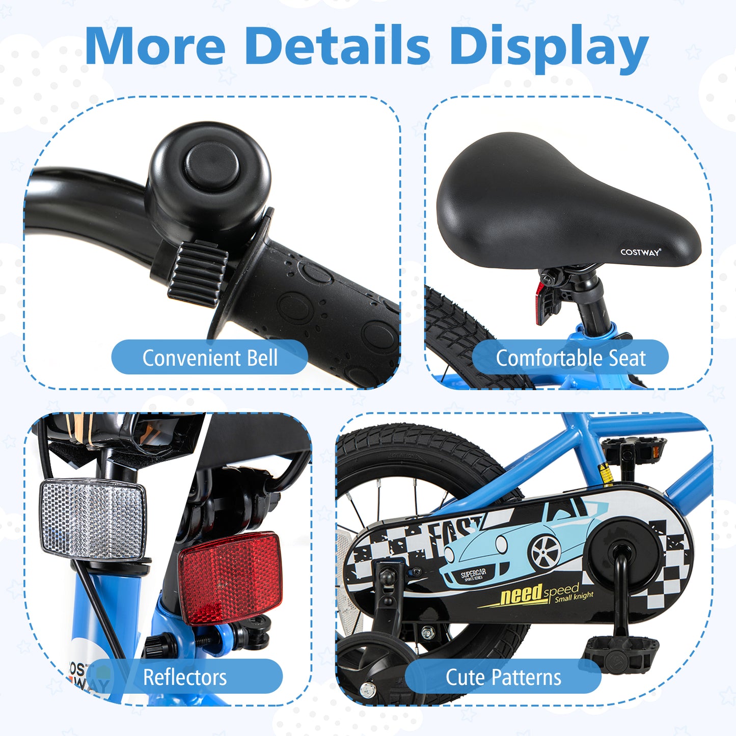 14 Inch Kids Bike with Removable Training Wheels for Aged 3-5 Years Old, Blue Kids Bike at Gallery Canada