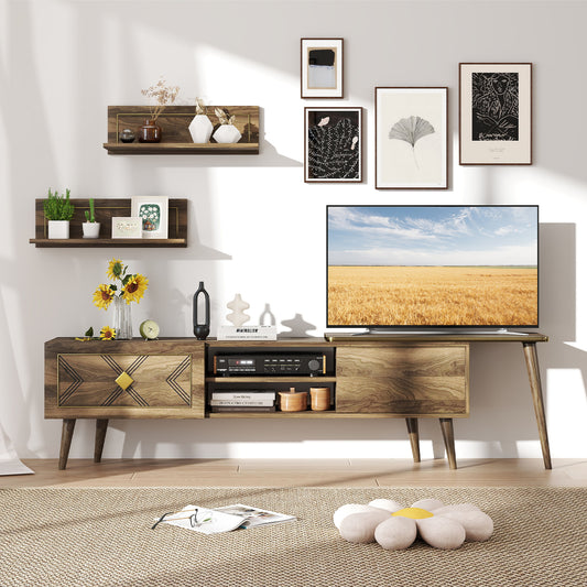 Mid-Century Modern TV Stand, 85 Inch, Walnut Entertainment Centers & TV Stands Walnut at Gallery Canada