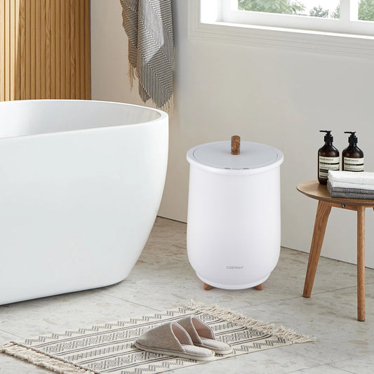 23L Large Luxury Bucket-Style Towel Warmer with Fragrant Disc Holder, White Dryers White at Gallery Canada