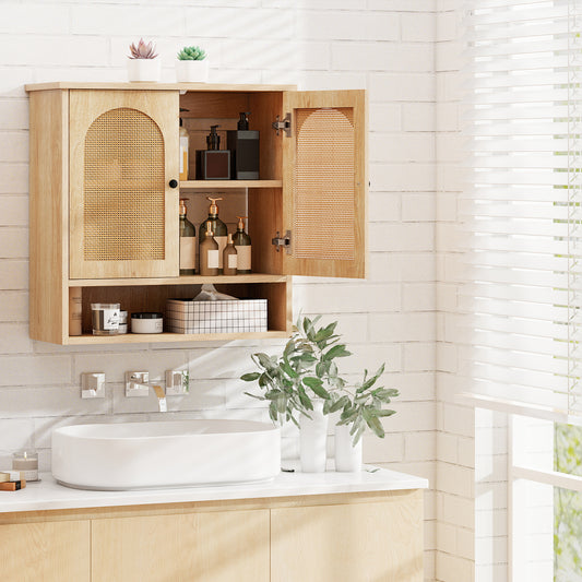 Bathroom Wall Cabinet, PE Rattan Doors, Adjustable Shelves, Natural Wall Cabinets Natural at Gallery Canada