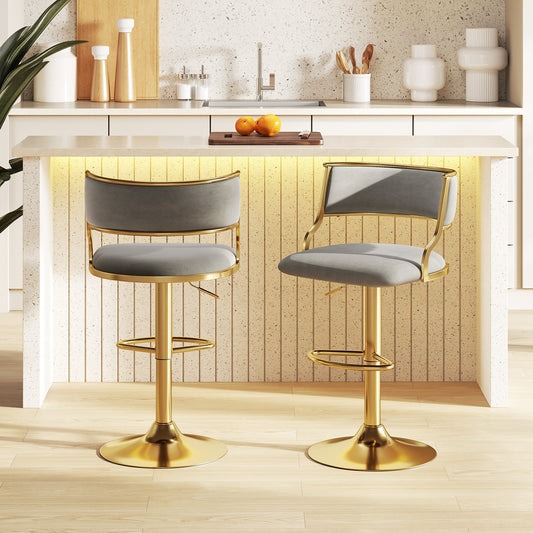 Swivel Bar Stool Set, Height Adjustable Island Stools, Gray Bar Stools Gray at Gallery Canada