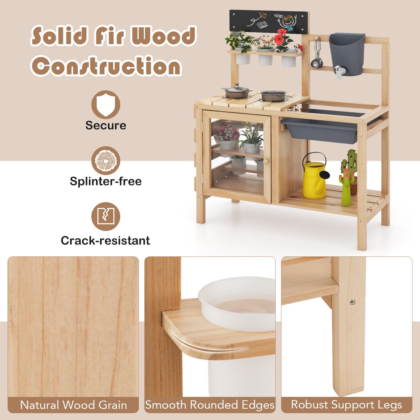 Mud Kitchen Playset With Sink, Plants Observation Room, Natural Play Kitchen Sets at Gallery Canada