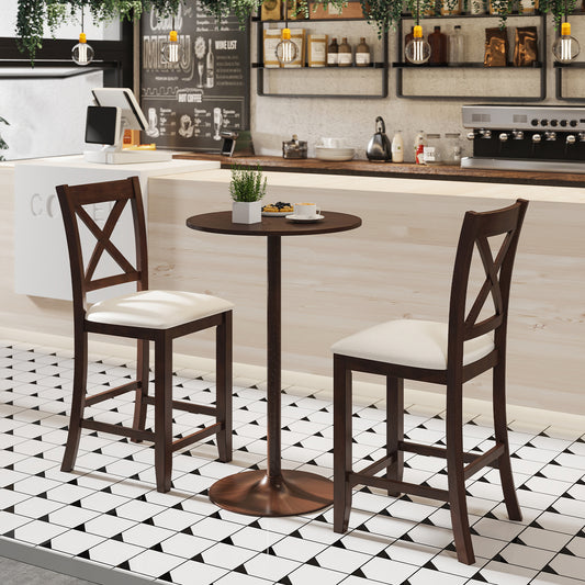 Modern Farmhouse Counter Height Stools, With Footrest And Cushion, Walnut Bar Stools Walnut at Gallery Canada