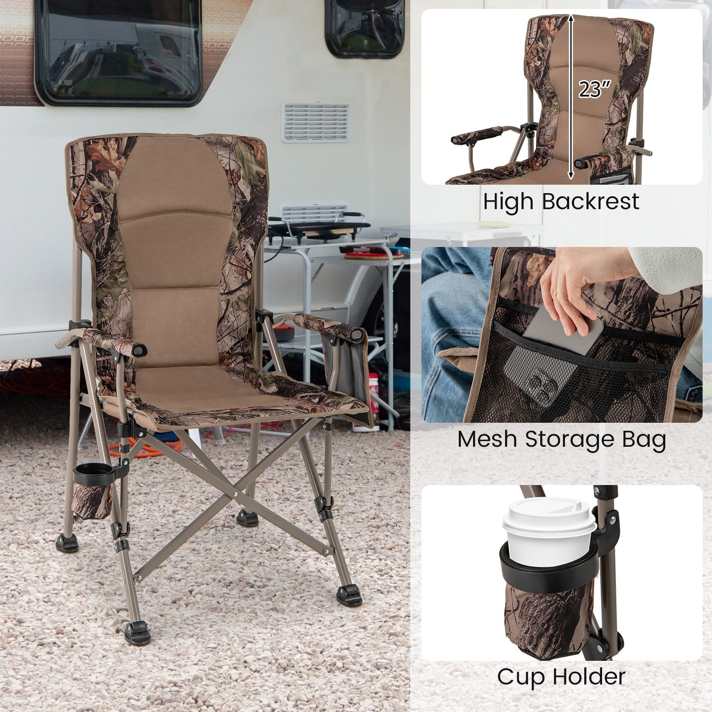 Portable Camping Chair, 400 Lbs, Brown Camping Furniture at Gallery Canada