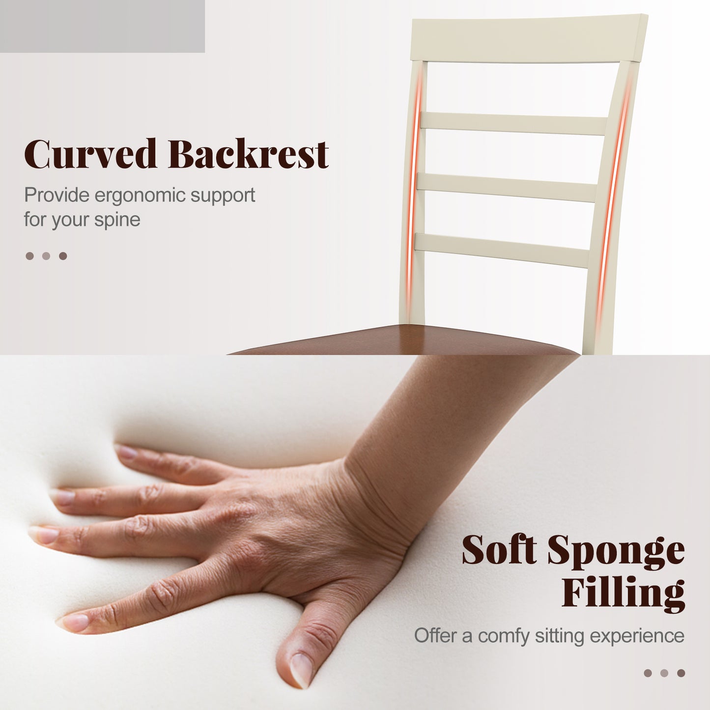 PU Leather Upholstered Armless Wooden Dining Chair Set of 2, White Dining Chairs at Gallery Canada