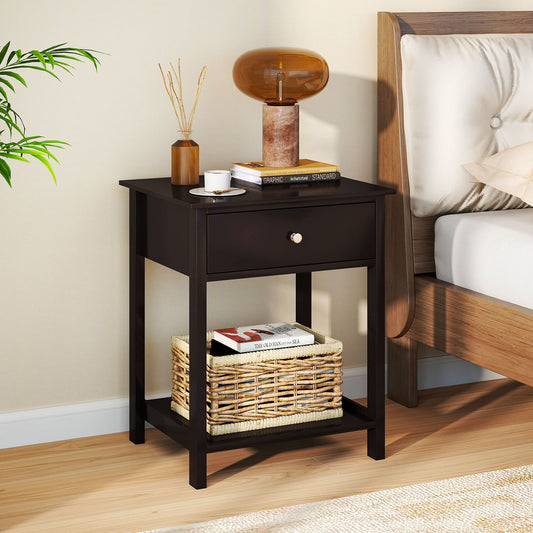 Wooden Storage Shelf With Drawer, Brown Nightstands Brown at Gallery Canada