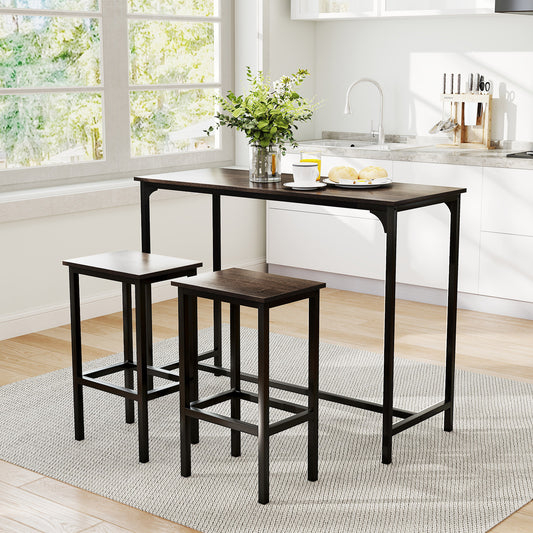 Industrial 3-Piece 47.5" Counter-Height Dining Set, Gray Dining Room Sets Gray at Gallery Canada