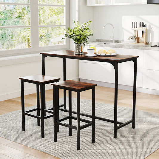Industrial 3-Piece 47.5" Counter-Height Dining Table, 2 Bar Stools