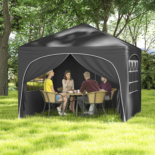 10 X 10 FT Pop up Canopy Tent with 4 Removable Sidewall, Gray Canopies Gray at Gallery Canada