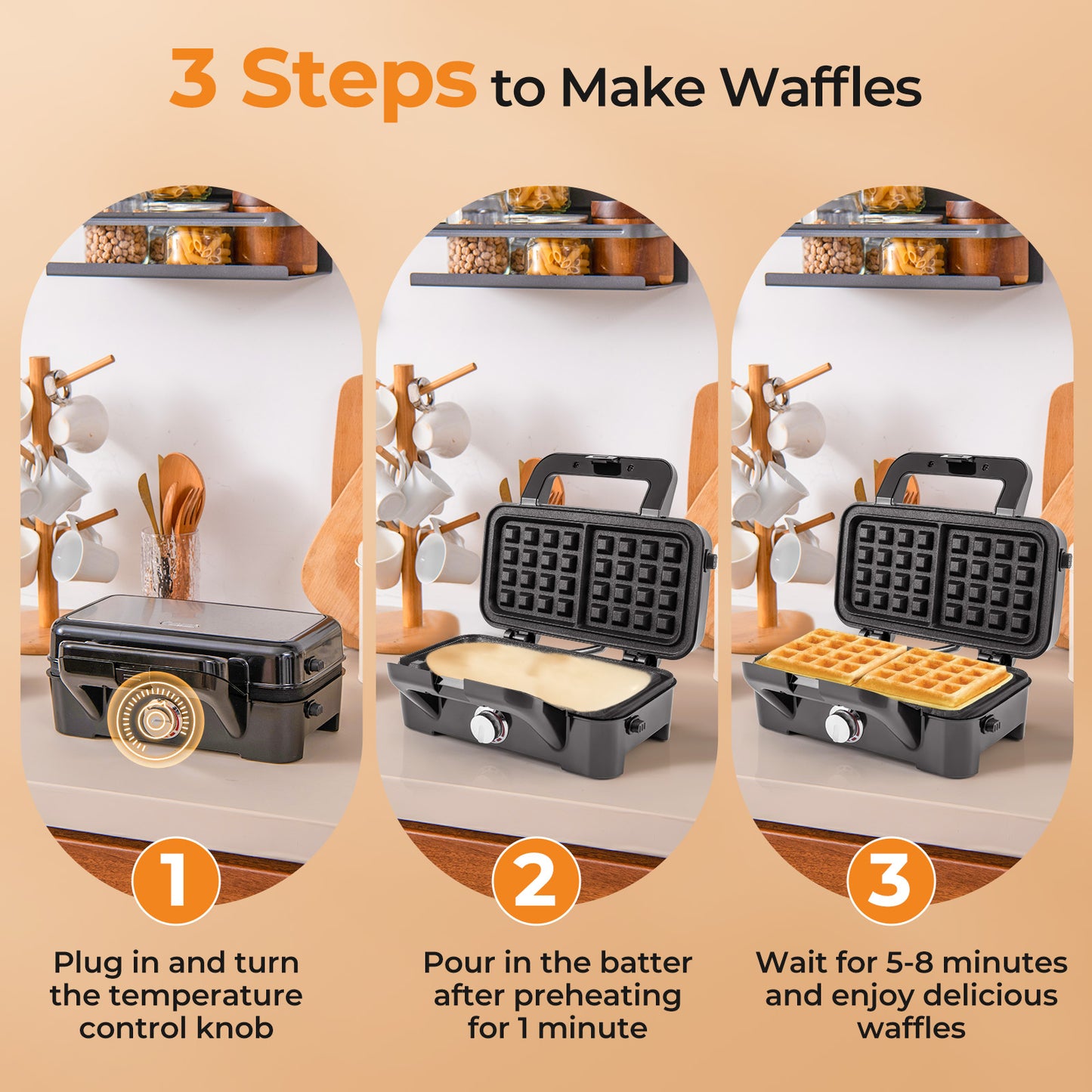 3-In-1 1082W Sandwich Maker, Removable Non-Stick Plates, Black Small Appliances at Gallery Canada