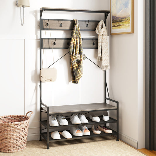 Coat Rack Hall Tree, 11 Hooks Shoe Bench, Gray Coat Racks & Hall Trees Gray at Gallery Canada