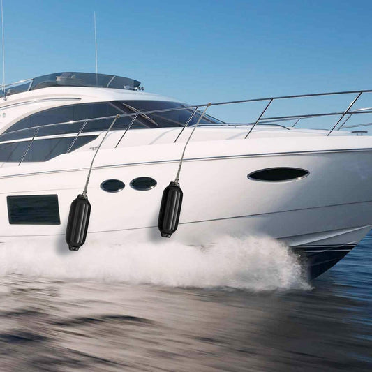 4 Ribbed Marine 8.5" x 27" Boat Fender Vinyl Bumper, Black