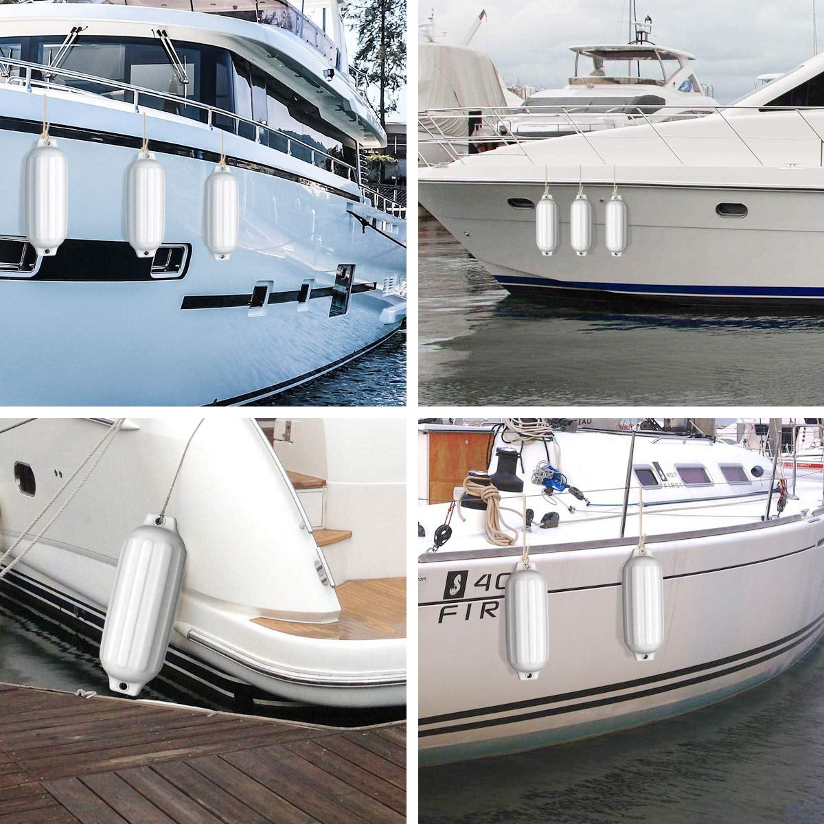 4 Ribbed Marine Boat Fender, 8.5" x 27", White Watercraft Parts & Accessories at Gallery Canada