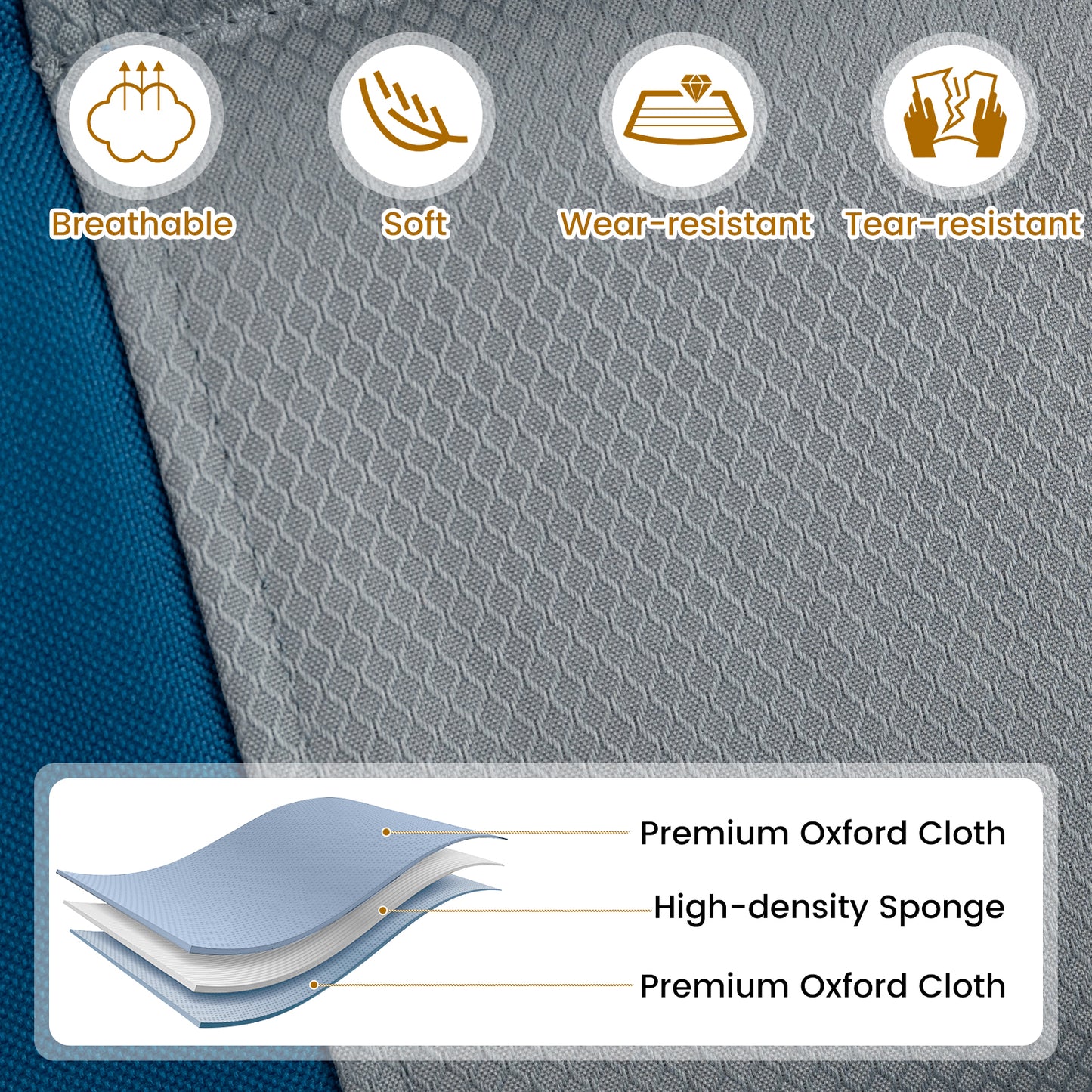 Foldable Rocking Camping Chair With Backrest, Blue