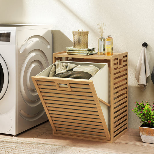 18 Gal Bamboo Tilt-Out Laundry Hamper, Removable Fabric Bin, Natural Laundry Baskets Natural at Gallery Canada