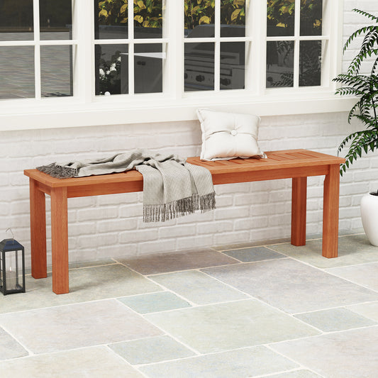 47 Inch Patio Wood Bench with Slatted Seat 2-Person, Teak Outdoor Benches Teak at Gallery Canada