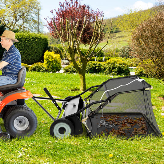 48 Inch Tow-Behind Lawn Sweeper, 26/27 Cu.FT Hopper Bag, Black Lawn Care Tools 48 Inch at Gallery Canada