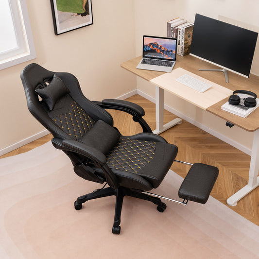 Ergonomic Video Game Chair With Headrest, Lumbar Pillow, Black Ergonomic Chairs Black at Gallery Canada