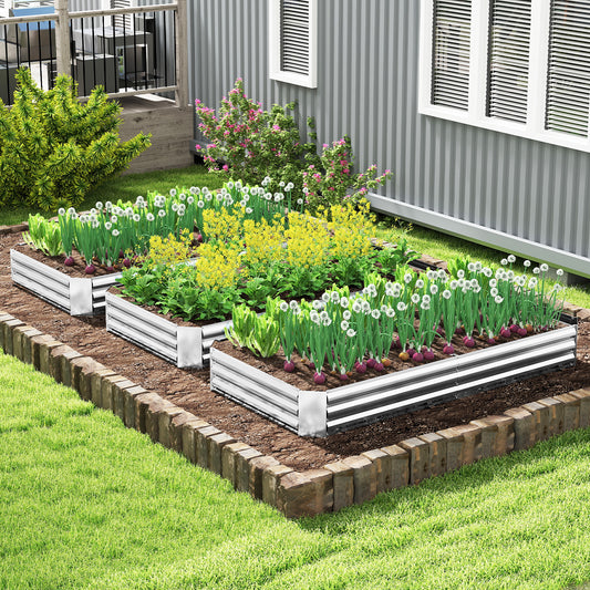 Metal Galvanized Raised Garden Bed, 8 x 4 ft, Silver Raised Garden Beds Silver at Gallery Canada