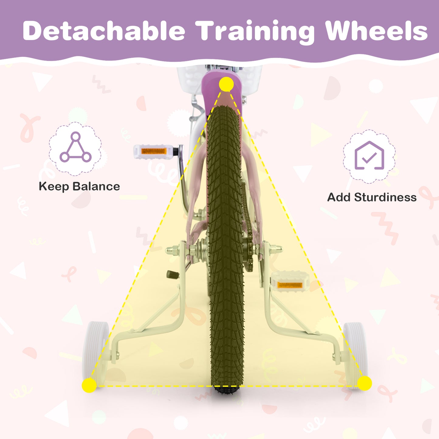 18 Inch Girl Bike With Basket, Detachable Training Wheels, Purple Kids Bike at Gallery Canada