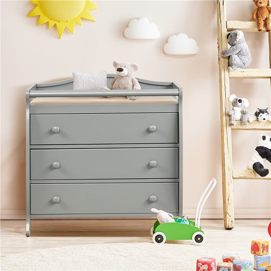 Baby Changing Table, 3 Drawers, Safety Belt, Gray Changing Tables Gray at Gallery Canada