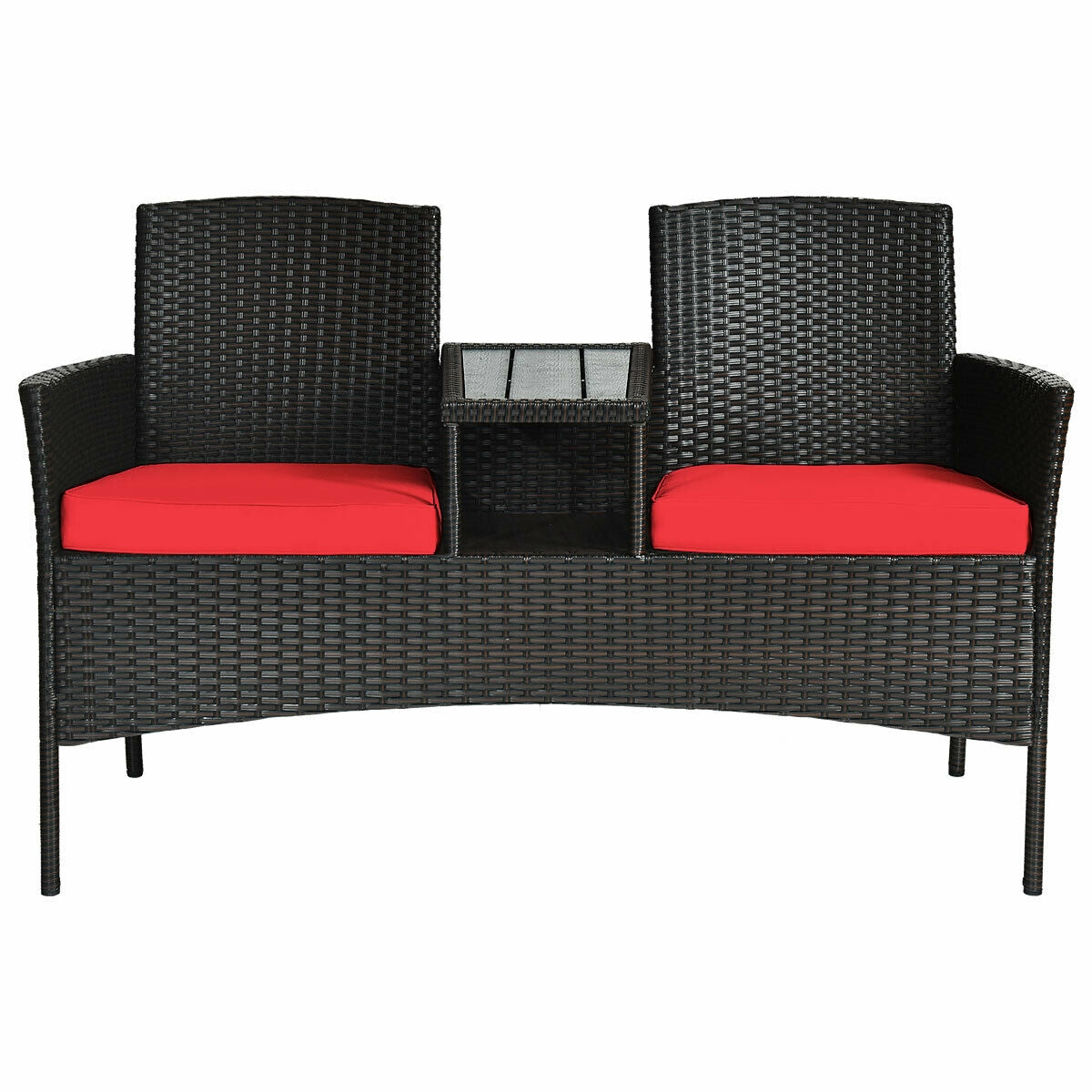 Modern Patio Conversation Set with Built-in Coffee Table and Cushions , Red Patio Conversation Sets at Gallery Canada