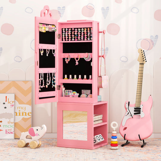 Princess Vanity Table, Stool, Jewelry Cabinet, Full-Length Mirror, Pink Kids Vanities Pink at Gallery Canada