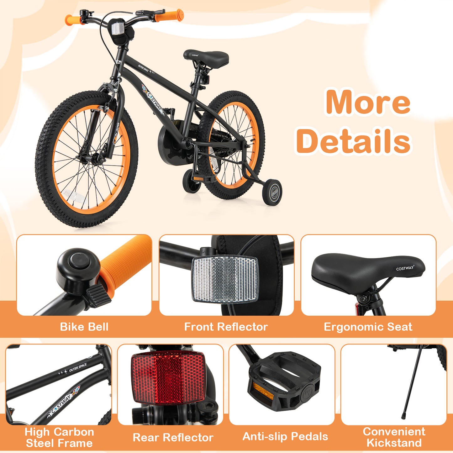 18-Inch Kids Bike, Adjustable Seat, For 4-8 Years Old, Black Kids Bike at Gallery Canada