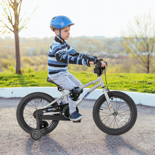 16-Inch Kids Bike For Boys Girls, Adjustable, High Carbon Steel Frame, Silver Kids Bike Silver at Gallery Canada