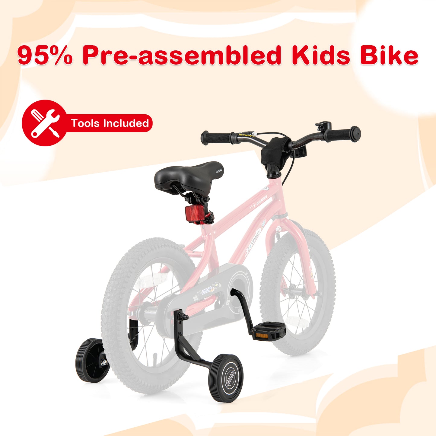 14-Inch Kids Bike, Ages 3-8, Handbrake, Coaster Brake, Bell, Red Kids Bike at Gallery Canada