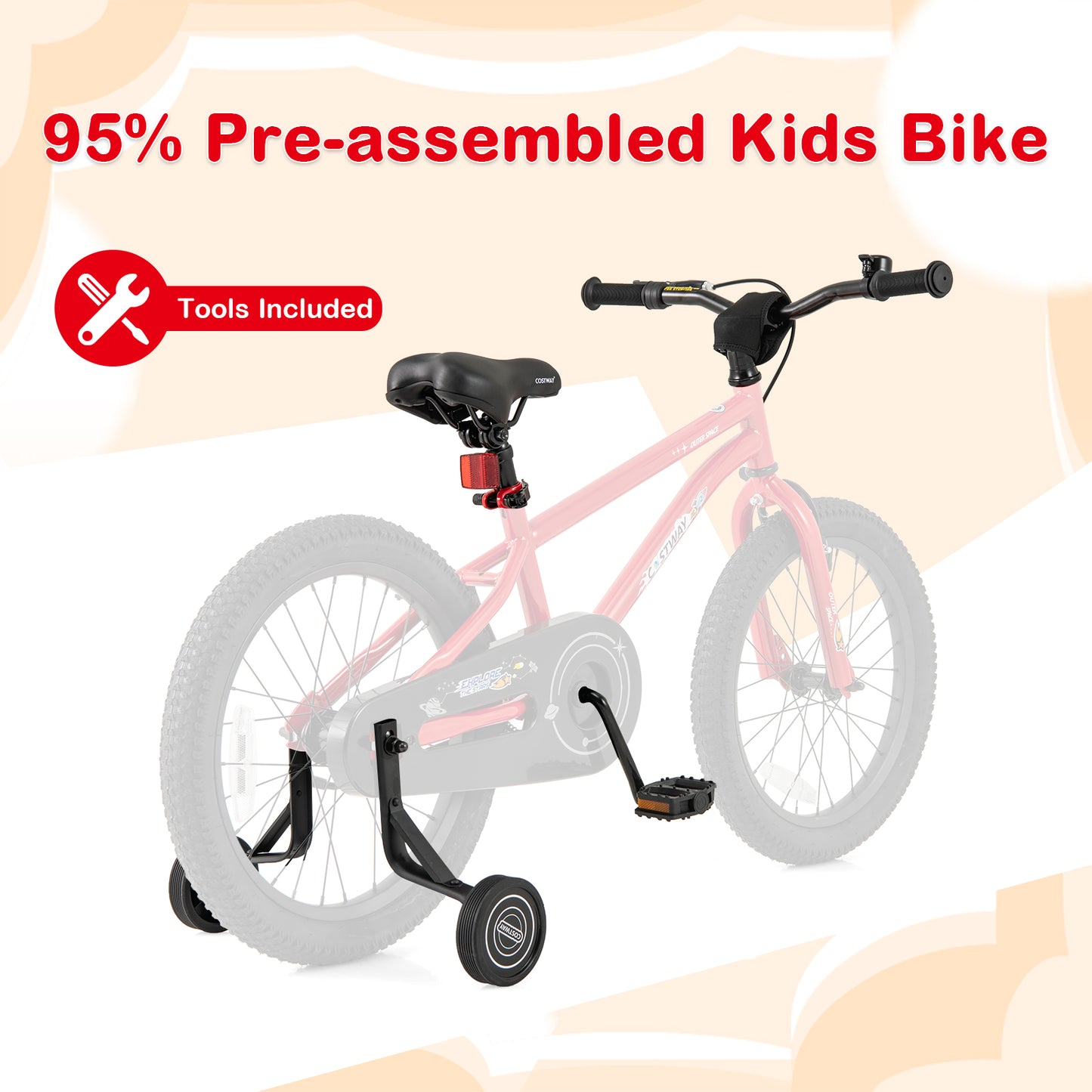 18-Inch Kids Bike, Ages 3-8, Handbrake, Coaster Brake, Bell, Red Kids Bike at Gallery Canada
