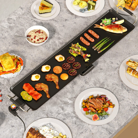 35 Inch Electric Griddle, Nonstick BBQ Grill, Adjustable Temperature, Black Cookware & Bakeware Black at Gallery Canada