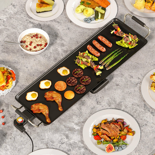 27 Inch Electric Griddle, Nonstick BBQ Grill, Adjustable Temperature, Black Cookware & Bakeware Black at Gallery Canada