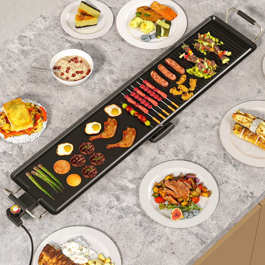39.5 Inch Electric Griddle, 2 Cooking Surfaces, Adjustable Temperatures, Black Cookware & Bakeware Black at Gallery Canada