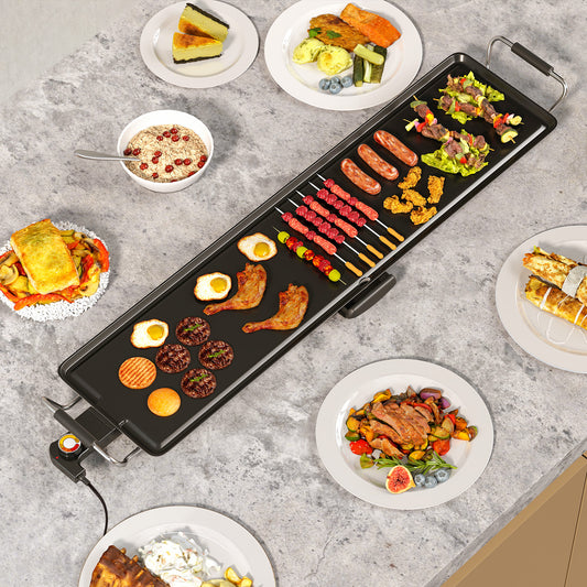 35 Inch Extra Large Electric Griddle with Adjustable Temperature Thermostats and Drip Tray, Black Cookware & Bakeware Black at Gallery Canada