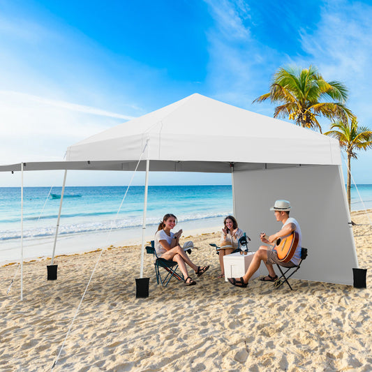 14 x 9.2 Feet Pop Up Canopy Tent, With 2 Convertible Sidewalls, White