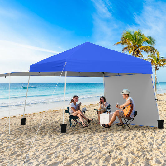 14 x 9.2 Feet Pop Up Canopy Tent, With 2 Convertible Sidewalls, Blue Canopies Blue at Gallery Canada