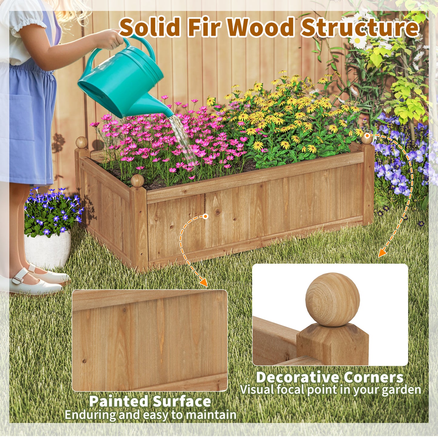 46 x 24 x 16 Inch Rectangular Planter Box, With Drainage Holes, Brown Raised Garden Beds at Gallery Canada