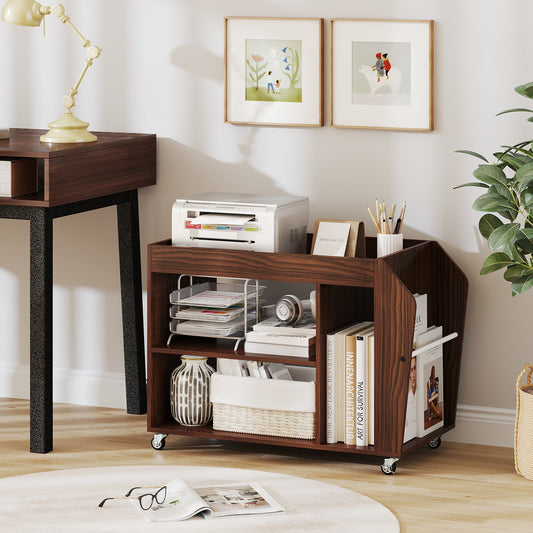 3-Tier Side End Table With Wheels, Walnut End & Side Tables Walnut at Gallery Canada