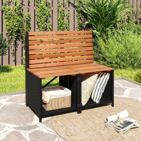 2-in-1 Transforming Picnic Table and Chairs Set with Storage, Black Patio Furniture Sets Black at Gallery Canada
