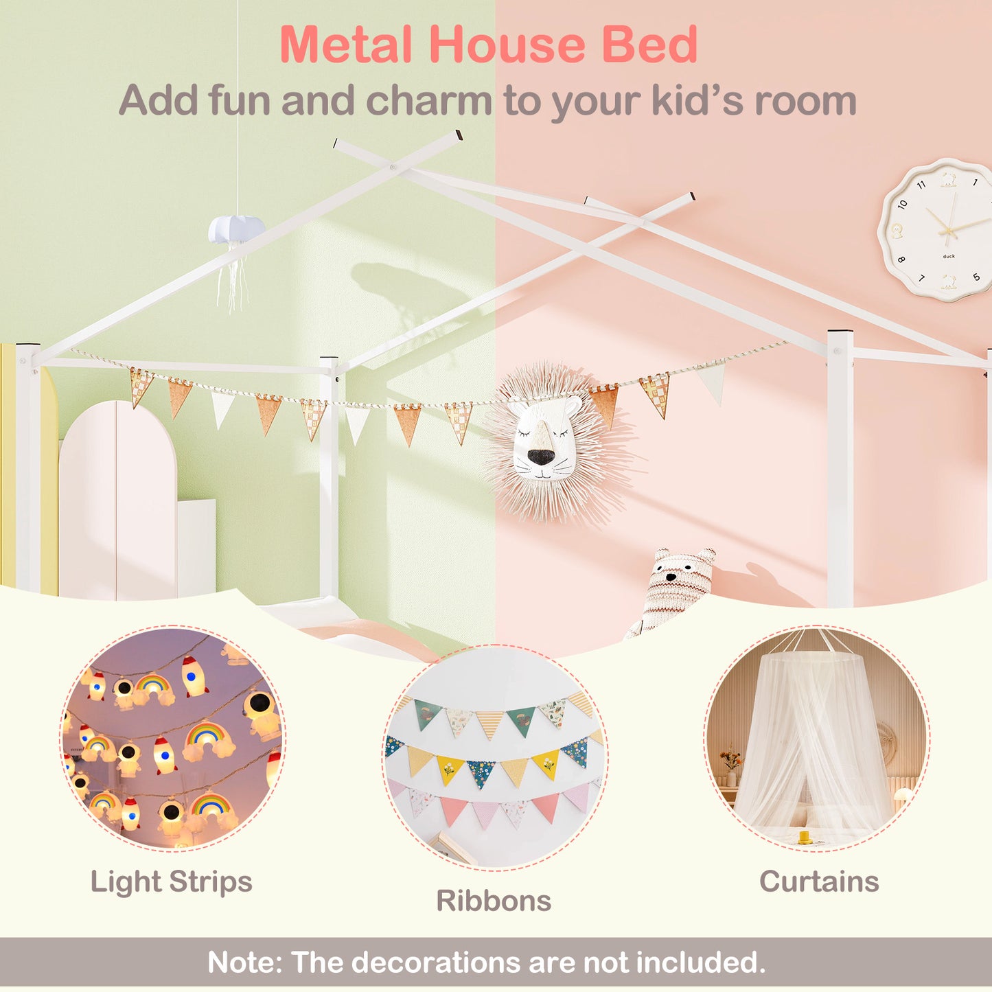 Full Size Metal House Bed With 2 Fabric Drawers, White Toddler Beds at Gallery Canada
