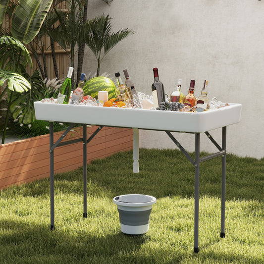 4 Foot Ice Cooler Table, Portable Ice Bin With Large Sink, White Camping Furniture White at Gallery Canada