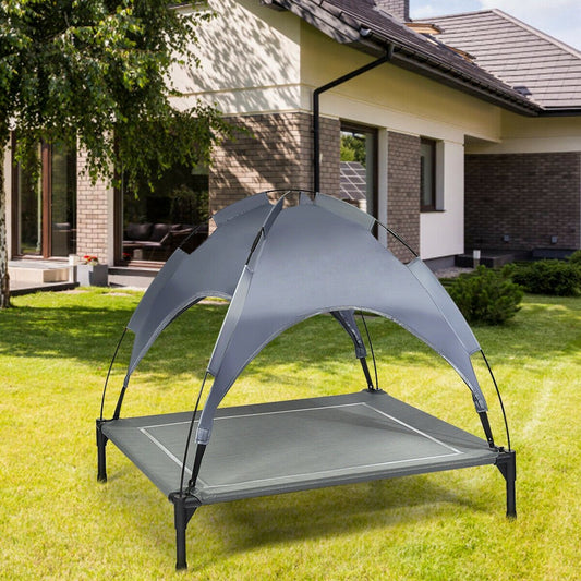 Portable Elevated Outdoor Pet Bed with Removable Canopy Shade-36 Inch, Dark Gray Dog Supplies L at Gallery Canada