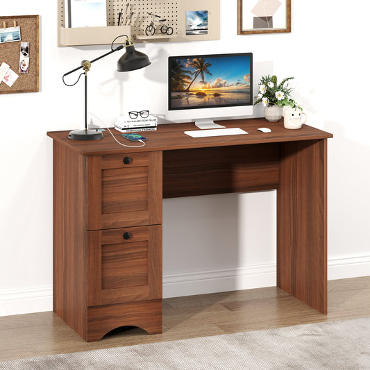 Wooden Vintage Computer Desk, 2 Drawers, Walnut Computer Desks Walnut at Gallery Canada