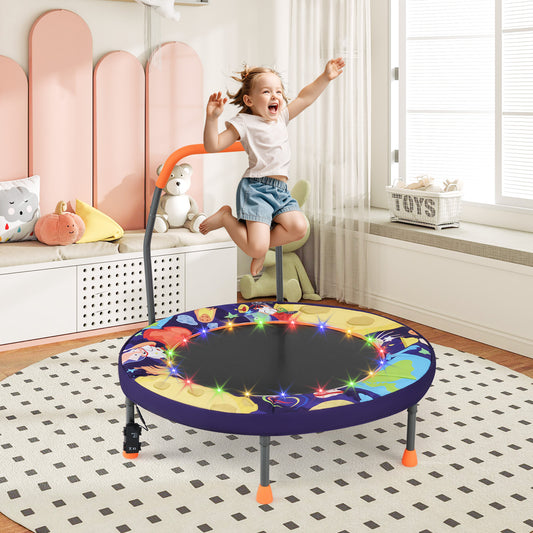 Mini Trampoline Folding Small Rebounder for Kids with Lights, Purple Trampolines Purple at Gallery Canada