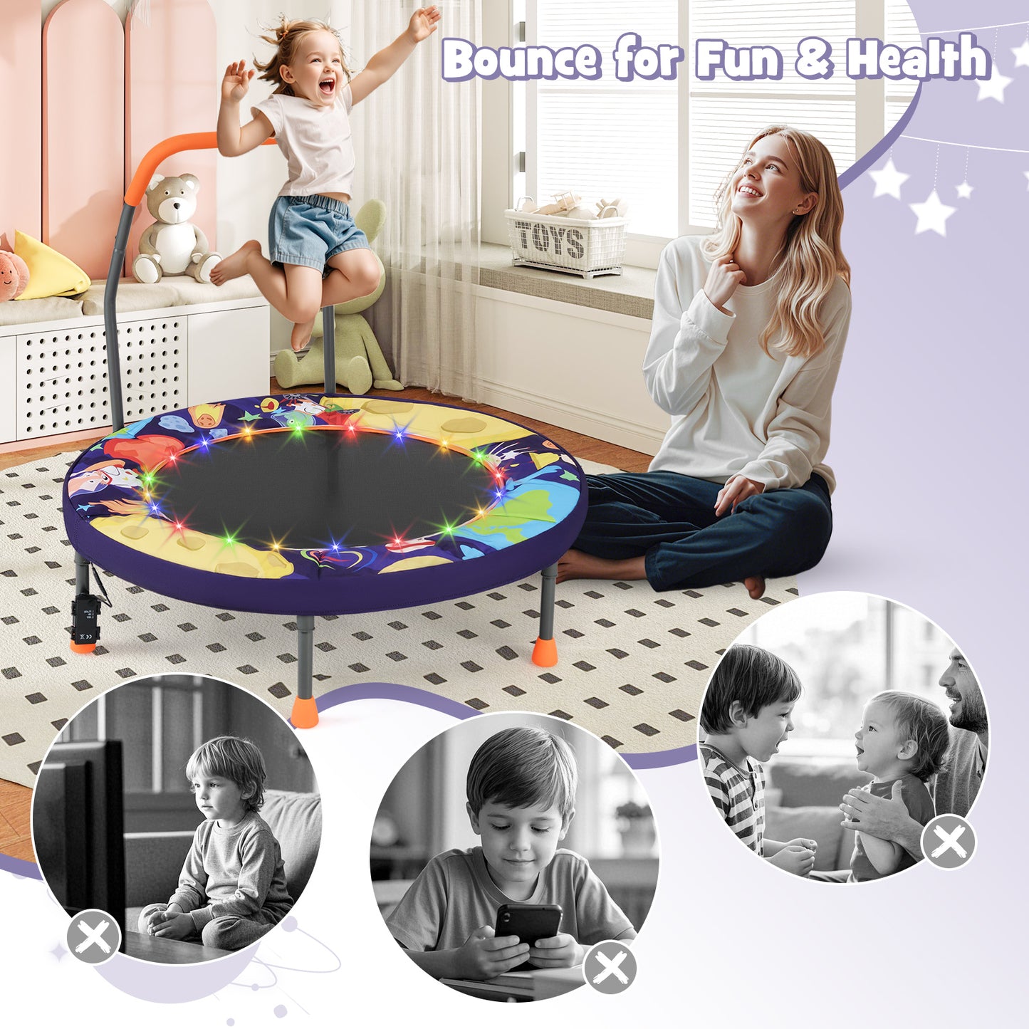 Mini Trampoline Folding Rebounder For Kids, Purple Trampolines at Gallery Canada