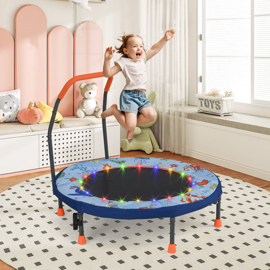 Folding Mini Trampoline With Lights, Kids Rebounder, Blue Trampolines Blue at Gallery Canada