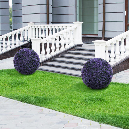15 Inch Round Artificial Plant Boxwood Topiary Balls Set of 2 for Indoor Outdoor, Purple Faux Plants Purple at Gallery Canada